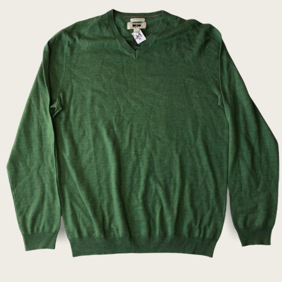 NWT Joseph Abboud Green Merino Wool Long Sleeve Pullover Sweater Size XLT